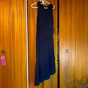 NWT - Nicole Miller New York knit maxi asymmetrical hem dress in navy